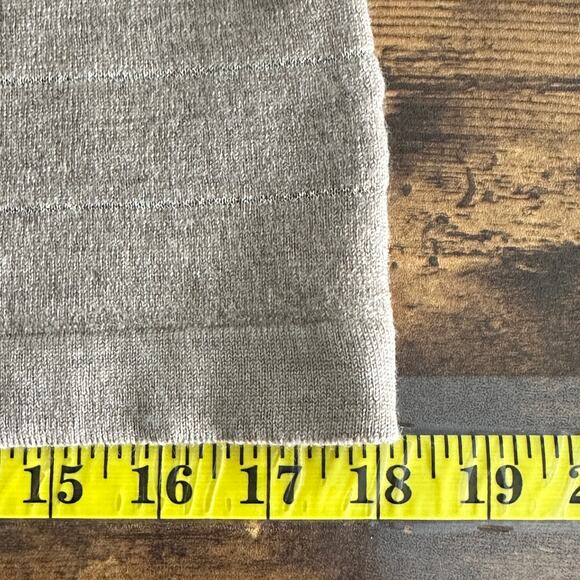 Banana Republic Fine Merino Wool Sweater Large Tan Gold Stripe Quiet Luxury EUC - Picture 6 of 8